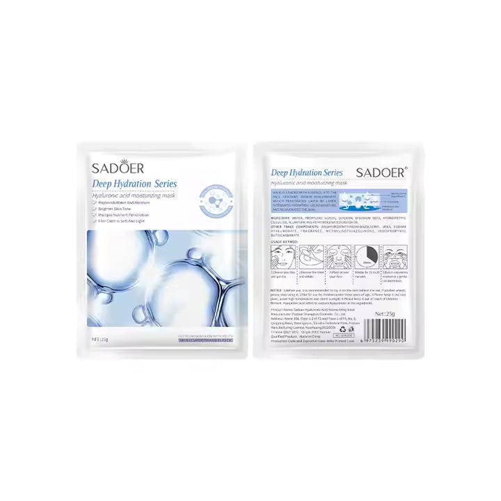 Mască facială SADOER cu acid hialuronic 4 buc.