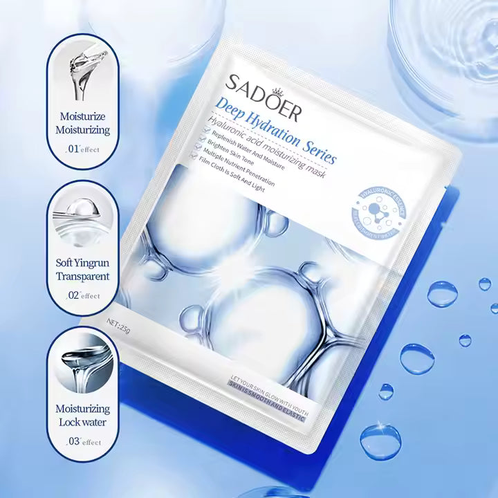 Mască facială SADOER cu acid hialuronic 4 buc.